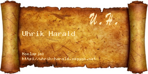 Uhrik Harald névjegykártya